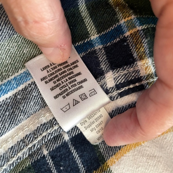 Aeropostale Green Blue Plaid Cotton Long Sleeve Button Front Flannel Shirt Sz MD - Picture 9 of 10